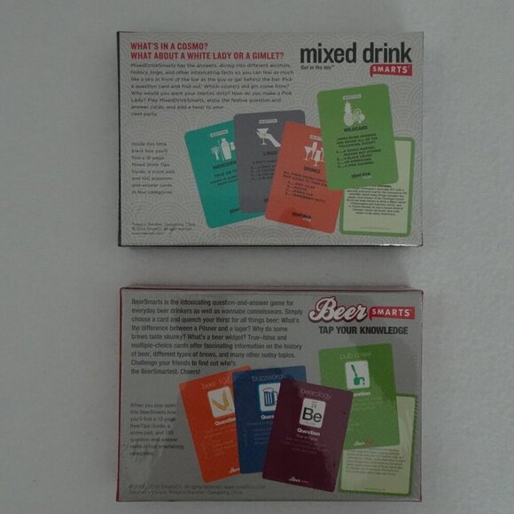 Mixed Drink Smarts + Beer Smarts Games Trivia Question & Answer Cards Recipes - Picture 2 of 11